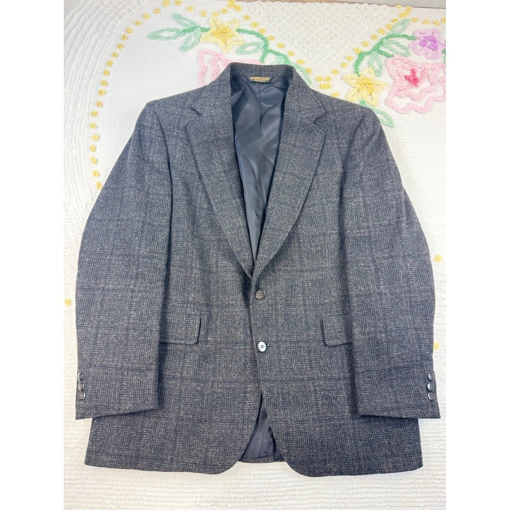 Strathmore Anderson-Little Richman ‎ 34 L Brothers Gray Plaid Wool Blazer Jacket